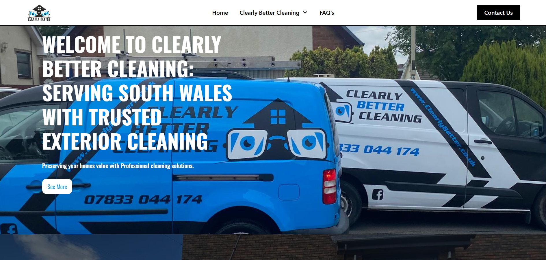 Clearly Better Cleaning website screenshot